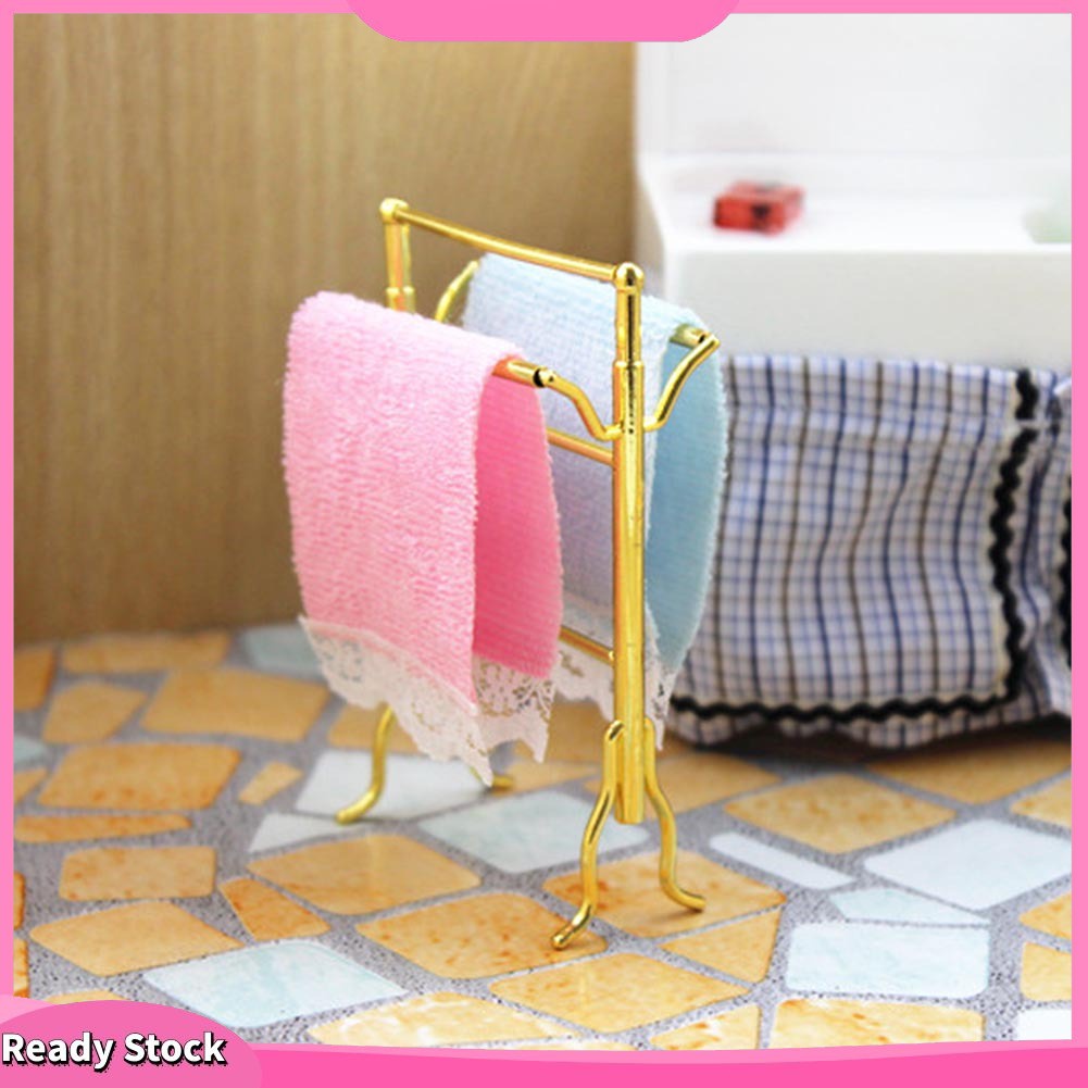 Wd Bộ Giá Treo Khăn Tắm Mini 1 / 6 1 / 12 Trang Trí Nhà Búp Bê