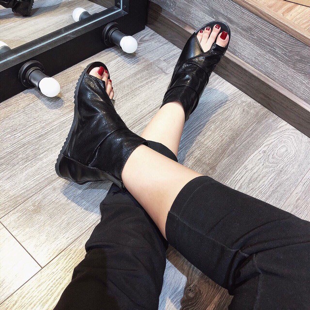 Giày bốt da hở mũi sang chảnh-hlc105.1 | BigBuy360 - bigbuy360.vn