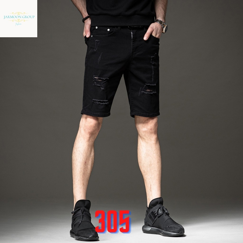 Quần Short Nam VNXK SH305JM Short Jean Nam Đen rách xước mẫu hót trẻ trung (44-70KG) | BigBuy360 - bigbuy360.vn