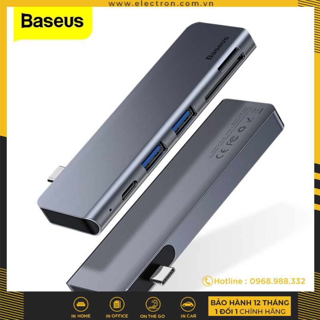 Bộ Hub chuyển đổi 5 trong 1 Baseus Harmonica Type C to USB 3.0, TF/SD Card Reader, Type C PD Adapter