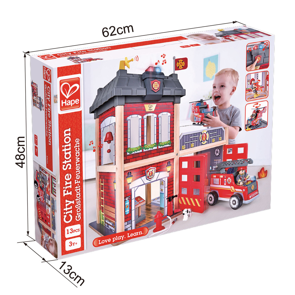 tiNiStore-Đồ chơi trạm cứu hỏa 3 tầng bằng gỗ HAPE E3023