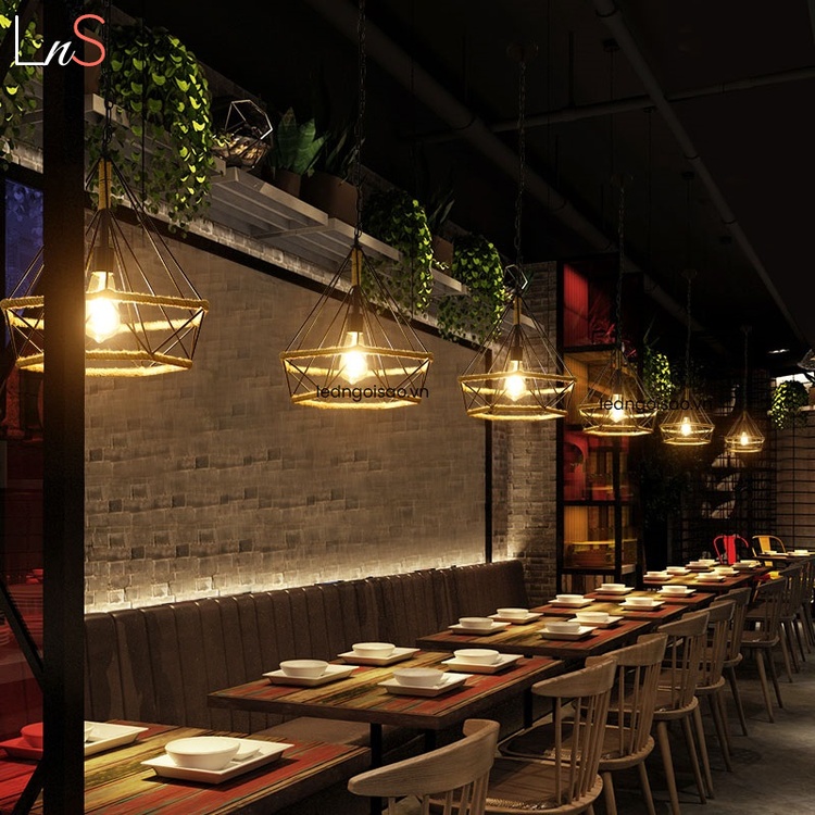 Đèn thả kim cương cuốn dây thừng TH170 thả quan cà phê