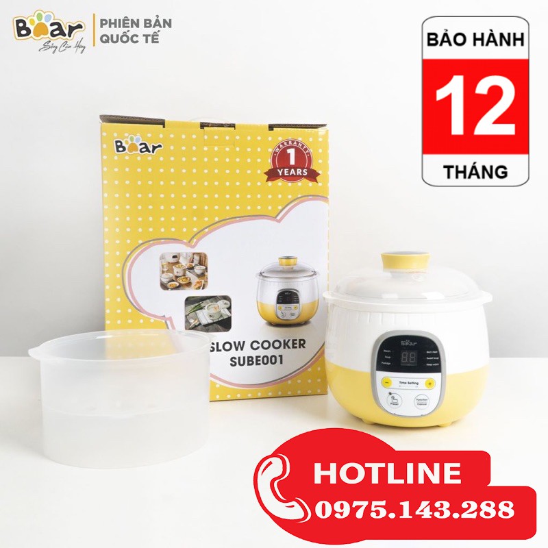 [QUỐC TẾ - CÓ LỒNG HẤP] Nồi Nấu Cháo Cho Bé Bear 0,8l (có thể vừa nấu cháo vừa hấp củ quả)