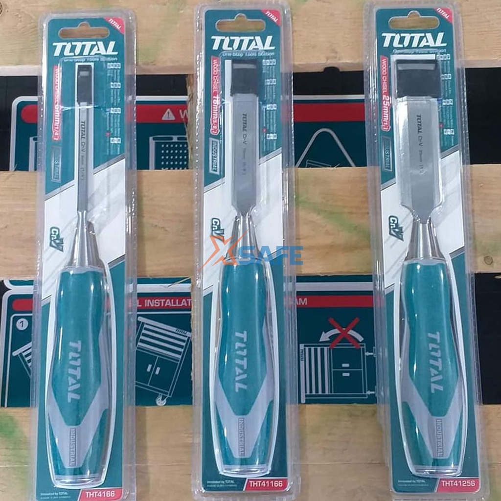 Đục gỗ cầm tay đầu dẹp TOTAL đủ kích cỡ thép Cr-V siêu cứng, chống rỉ sét dùng điêu khắc, tiện gỗ