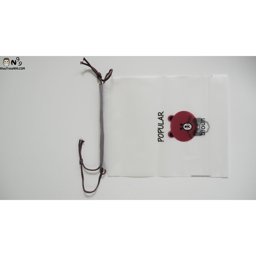 Túi đựng khẩu trang nhựa trong suốt kích thước 16x20cm hình gấu và mèo dễ thương tiện lợi