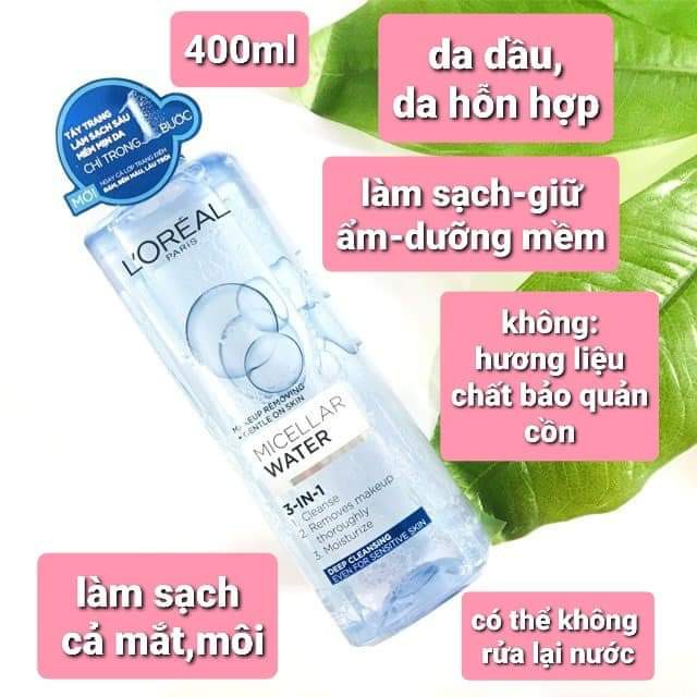 Nước tẩy trang Loreal - L'Oreal Paris 3-in-1 Micellar Water-OTOKE