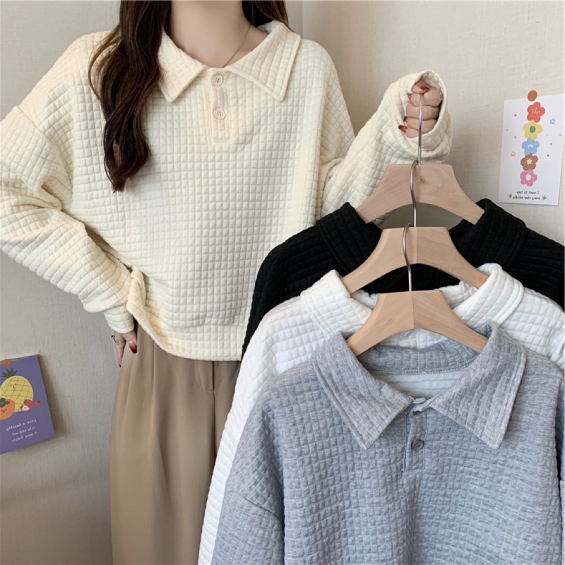 Áo Len Tay Dài Cổ Polo Dáng Ngắn Thời Trang Mùa Thu Mới Cho Nữ