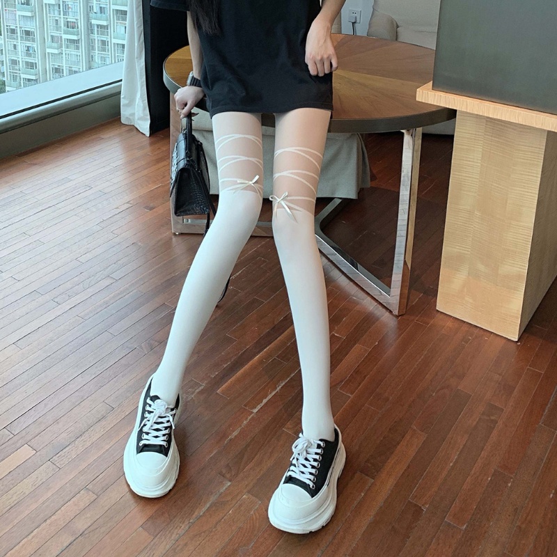 Xiangbao Quần Tất Cổ Cao Giả Hình Xăm Thắt Nơ Chéo Phong Cách Lolita Cho Nữ