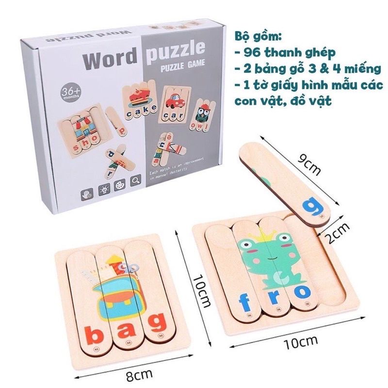 Bộ Xếp Hình 3D Word Puzzle Ghép Chữ Que Tiếng Anh Cho Bé Hộp Đẹp - Giáo Cụ Montessori Đồ Chơi Giáo Dục