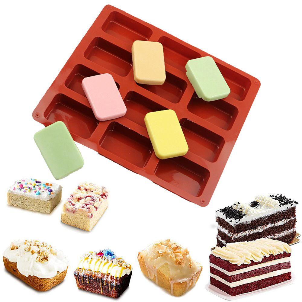 Khuôn Silicone Làm Bánh Brownie Mini Không Dính 12 Ngăn Tiện Dụng Cho Nhà Bếp