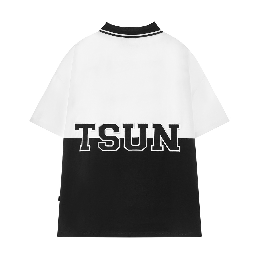 Áo thun TSUN 2 Panel Polo Shirt - Trắng / Đen - Unisex