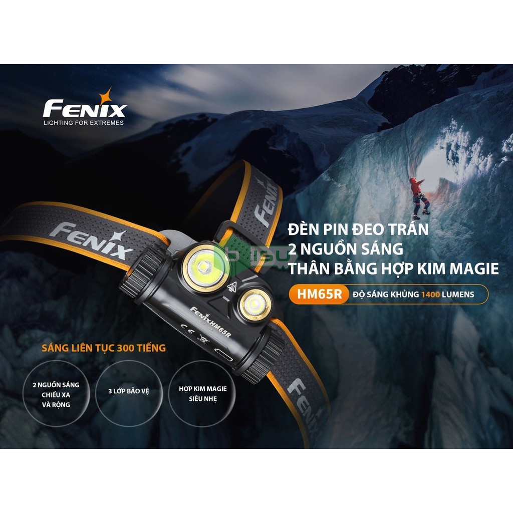 ĐẠI LÝ ĐỘC QUYỀN FENIX - Đèn pin Fenix - HM65R - 1400 Lumens