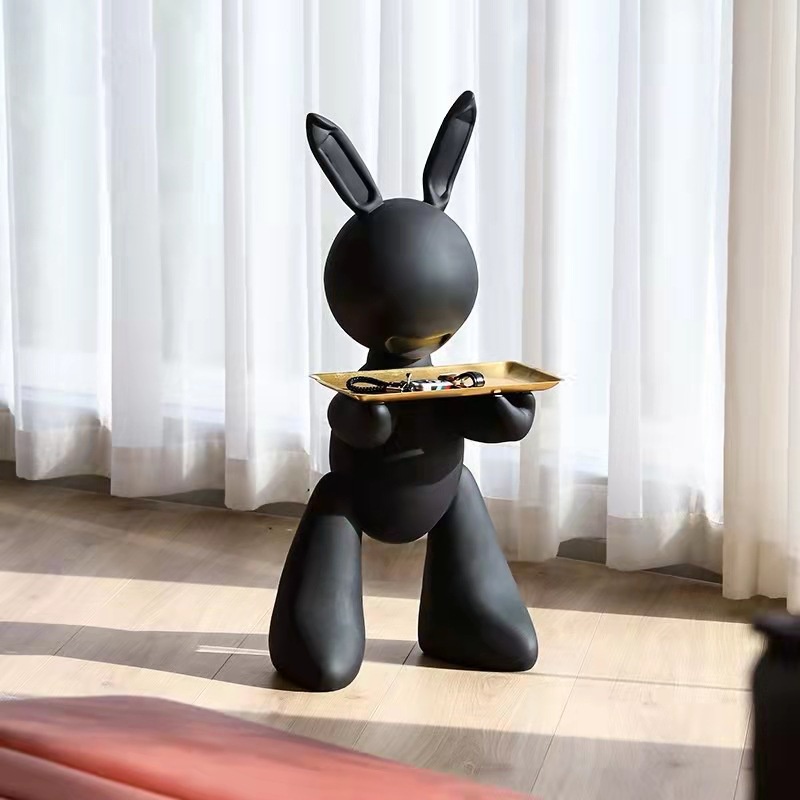 Robot Và Thỏ Nhựa Resin Thủ Công Sáng Tạo Kích Thước Lớn Đựng Chìa Khóa Trang Trí Nhà Ở