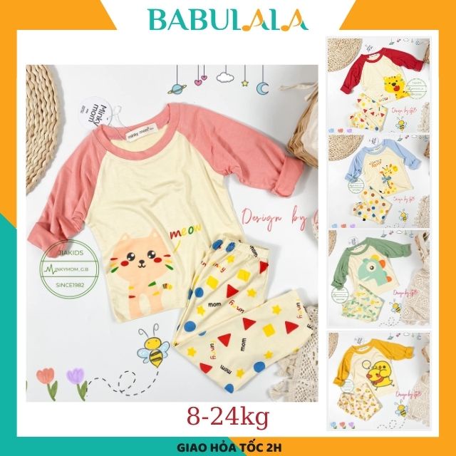 Bộ Dài Tay Thun Lạnh Minky Mom Chính Hãng Cho Bé Gái Bé Trai 1 2 3 4 5 6 7 8 Tuổi-Đồ Bộ Cho Bé-BABULALA-DT15