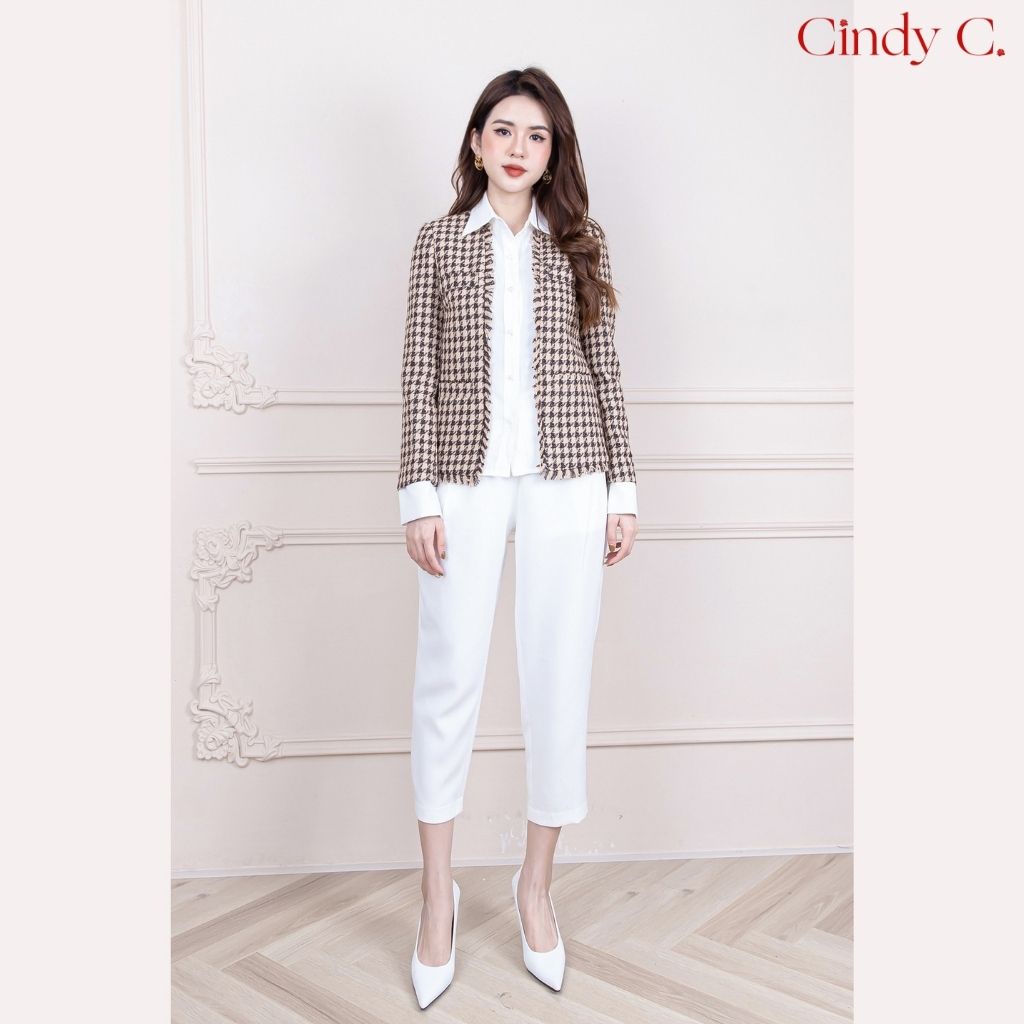 Quần baggy nữ cạp cao Bertha CINDY C phong cách công sở, tôn dáng, chất liệu Tuytsi 521