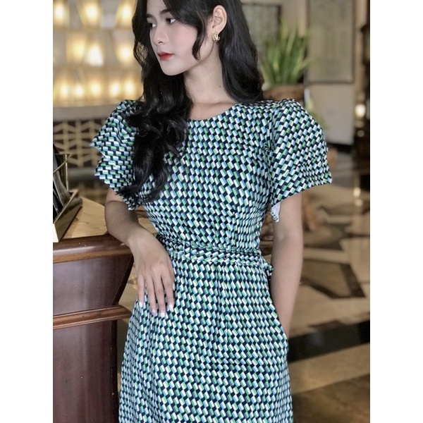 Đầm xanh lá emerald green dress by cecilia kèm đai - ảnh sản phẩm 3