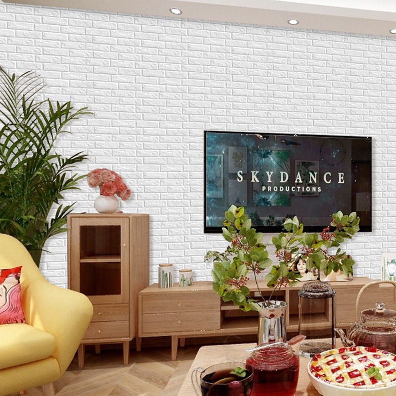 Giấy dán tường giả gạch hiệu ứng 3D