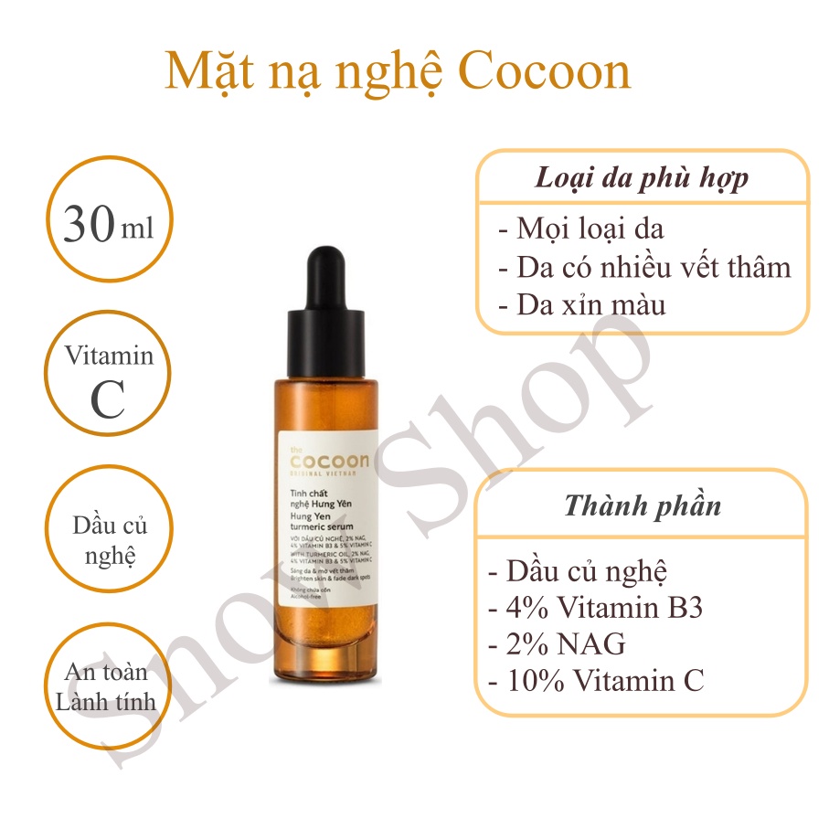 Tinh chất Cocoon:Serum nghệ &amp;  bí đao &amp; hoa hồng 30ml / 70ml, Berry Shop