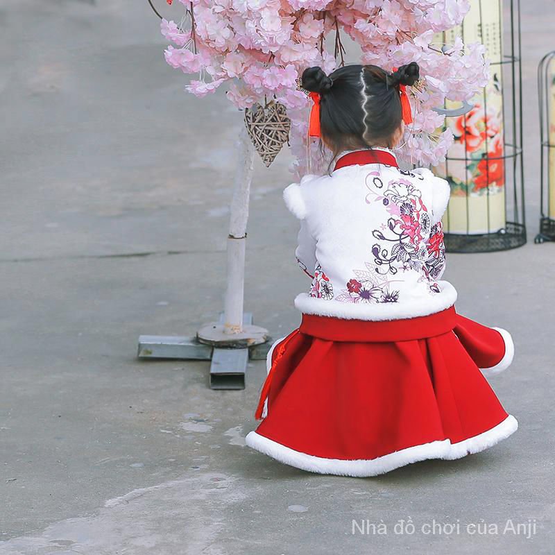 Winter Match Girl Thick Baby Hanfu Two Piece Children