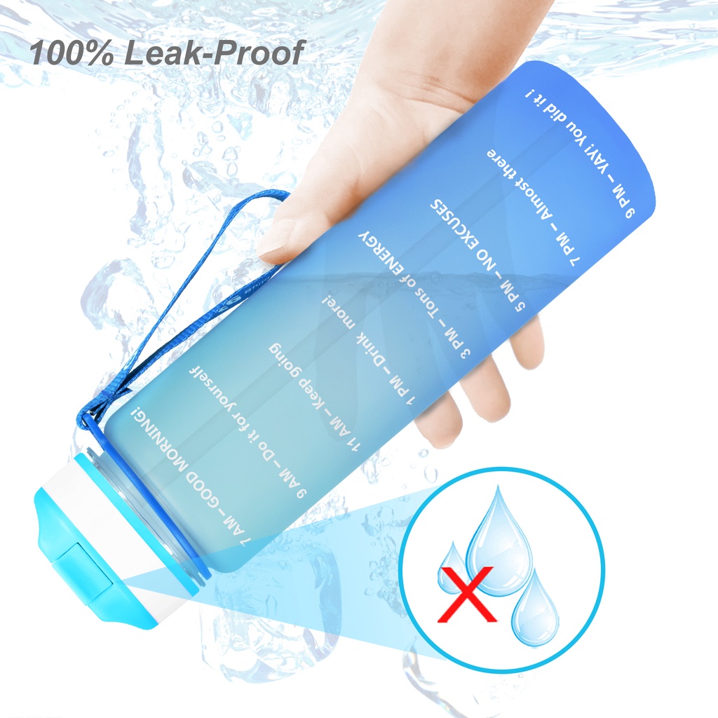 Bình nước thể thao QUIFIT có ống hút không độc hại không mùi kích thước nhỏ 1L
