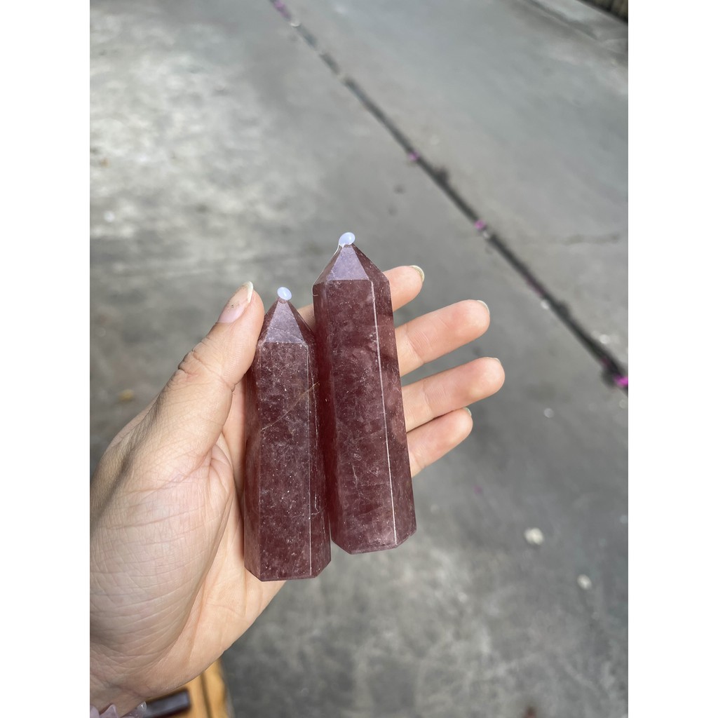 Trụ thach anh dâu tây - Strawberry Quartz point | Trụ đá thanh tẩy, tarot, sưu tầm | CADA DECOR