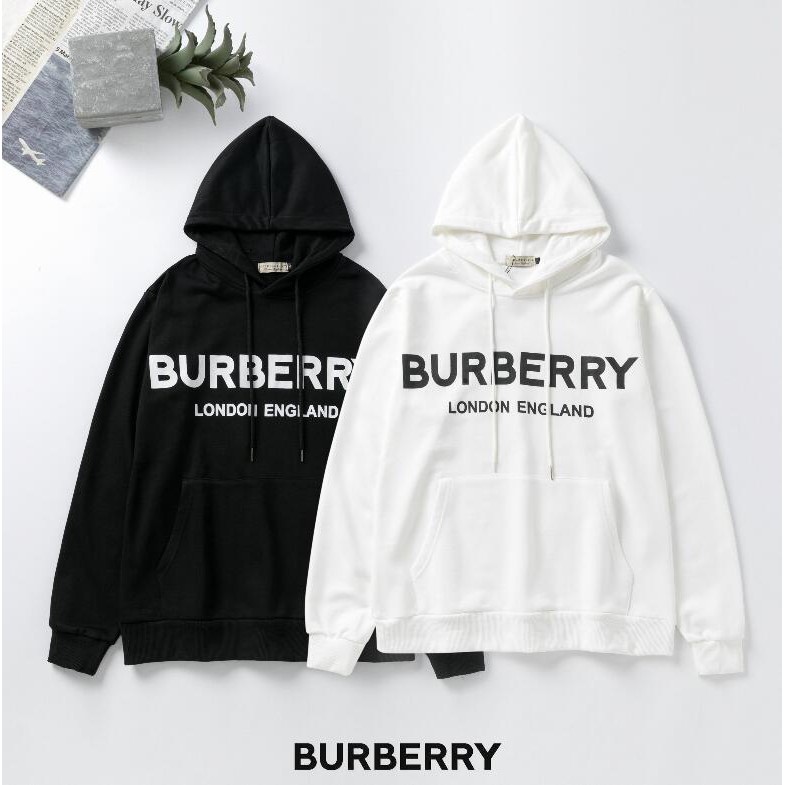 Áo hoodie cotton in chữ Burberry thời trang cho nam và nữ