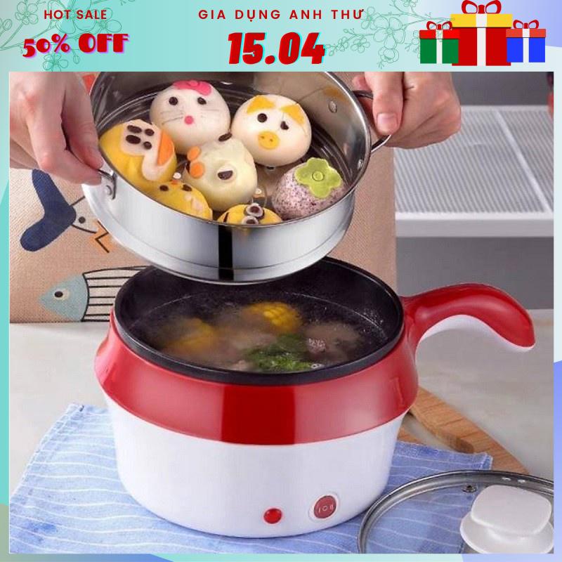 [Rẻ vô địch] Nồi Lẩu Hấp Mini 2 Tầng 18cm Đa Năng Chống Dính 2 Trong 1 -BH 12 tháng