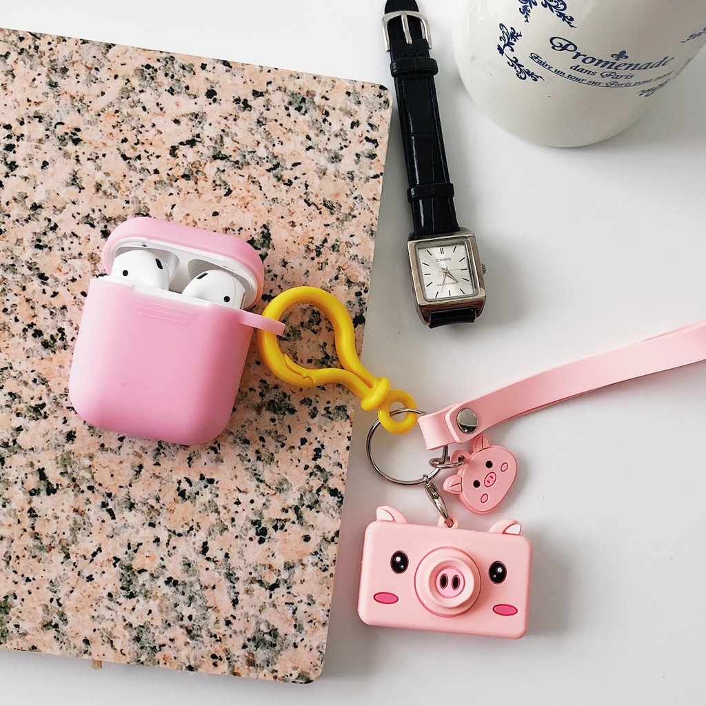 LINE FRIENDS Vỏ Bảo Vệ Hộp Sạc Tai Nghe Airpods Bằng Silicon Hình Máy Ảnh Chuột Mickey Minnie / Gấu Nâu / Thỏ Cony Line Dễ Thương