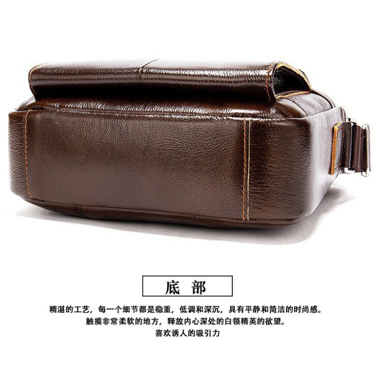 (17)Túi đeo chéo nam da bò ZHIZUNCANGAROO T46 28x23x7cm (Đen - Nâu)