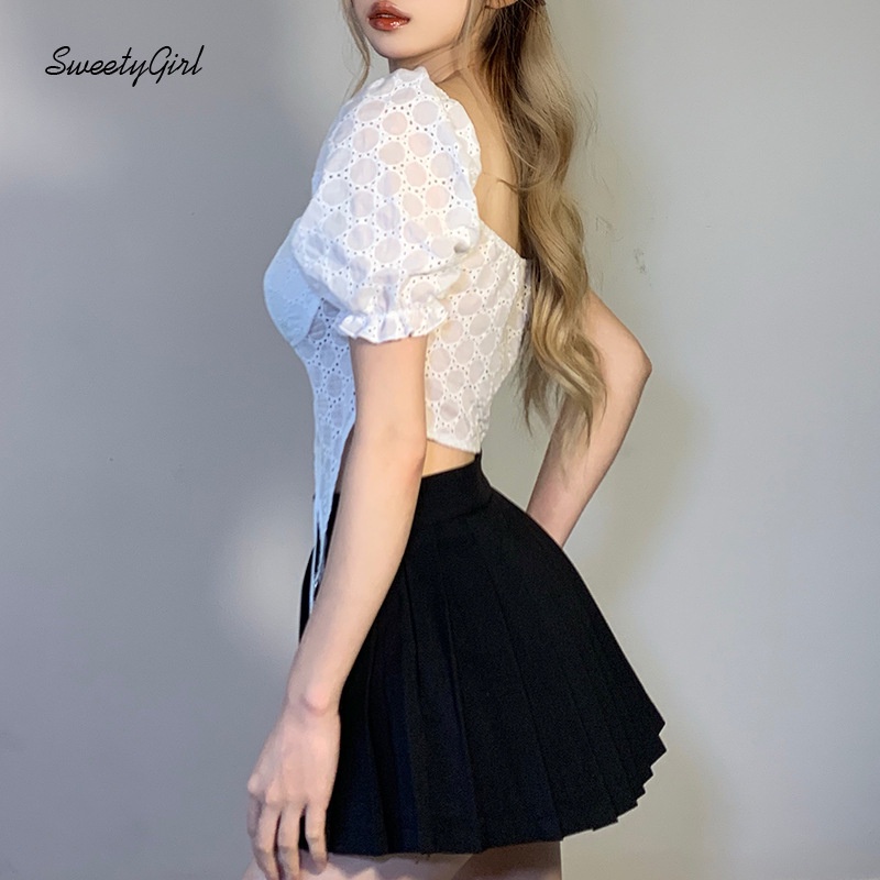 Áo Croptop Cổ Vuông Tay Ngắn Dáng Ôm Màu Trơn Thời Trang Dành Cho Nữ 2022