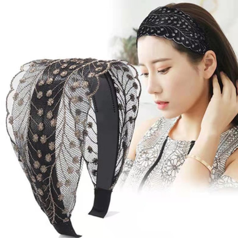 Bờm ren lưới bản to kim sa hình lă BN123 Song An Eco