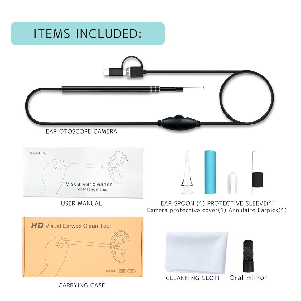 Visual ear canal endoscope Ear Cleaner with 30M/130M pixels Camera Endoscope
