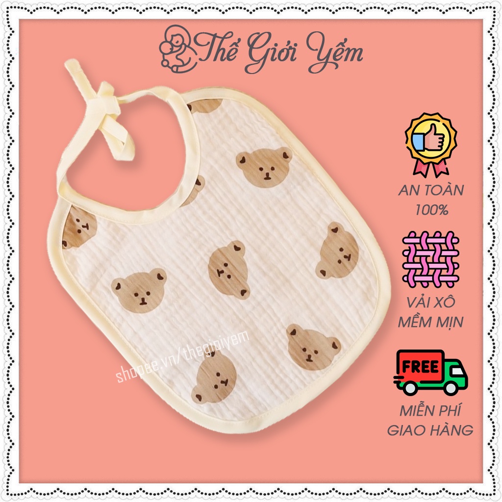 Yếm dãi có dây buộc yếm ăn dặm cho bé trai bé gái thâm hút tốt mềm mịn nhiều hoạ tiết dễ thương THẾ GIỚI YẾM