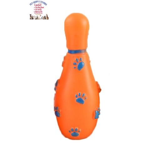 Đồ chơi cho Chó Hình Ki Bowling In vết chân nổi Cao 13cm Phát ra tiếng kêu Chất liệu nhựa dẻo, Giúp thú cưng thư giãn