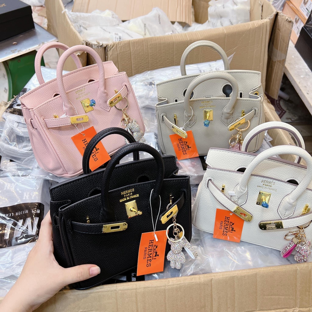 Túi H.M Birkin gấu F1 đủ 2 tag size 20 Nobox/Túi xách H.M Birkin F1 gấu da hạt đủ 2 tag Nobox size 20