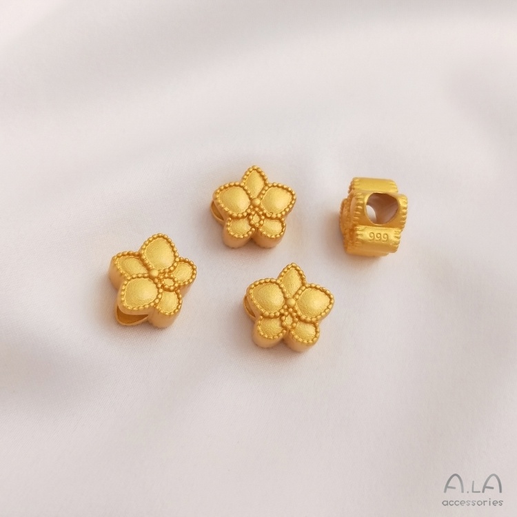 Hạt Đá Cát Màu Sắc Mạnh Mẽ Hình Trái Tim Ngôi Sao Năm Cánh Lỗ To Làm Mặt Trang Sức