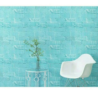 Decal dán tường giả gạch màu xanh ngọc 5m x 45cm