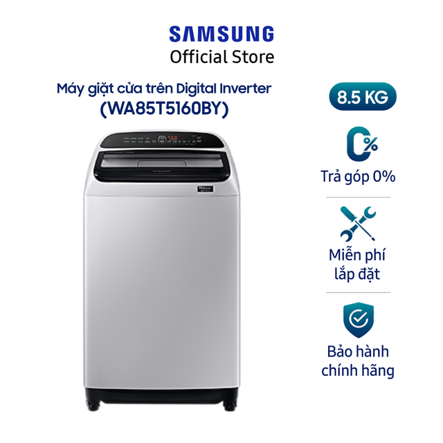 [Mã ELSS300 giảm 5% đơn 500K] Miễn phí công lắp đặt_Máy giặt Samsung cửa trên Digital Inverter 8.5kg (WA85T5160BY)