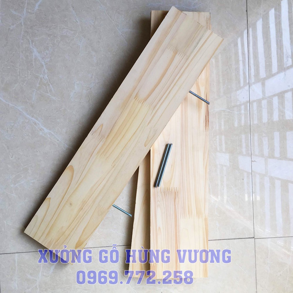 Bộ Kệ Gỗ Thông Trang Trí Ban Công 3 Thanh Ngang (DIY) - Gỗ Thông Tự Nhiên 100%