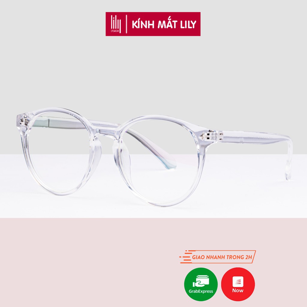 Gọng kính cận nam nữ Lilyeyewear mắt tròn nhựa gọng trong suốt phong cách thời trang - 2378