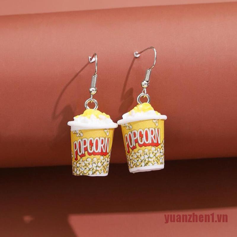 Bông Tai Hình Bắp Rang 3D Bằng Resin Vui Nhộn Dành Cho Nữ