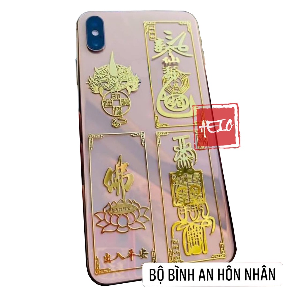 Bộ 4 Miếng Dán Trang Trí Điện Thoại Hôn Nhân Bình An ☯️ Trang Trí Dán Điện Thoại Phong Thủy