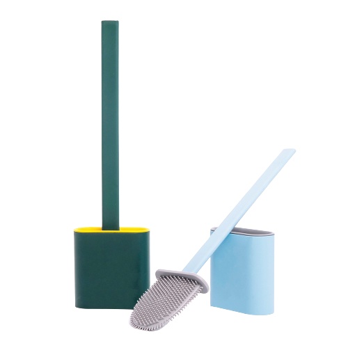 Cây bàn chải chổi cọ chà rửa vệ sinh bồn cầu toilet brush bằng silicon kèm hộp đựng dán tường