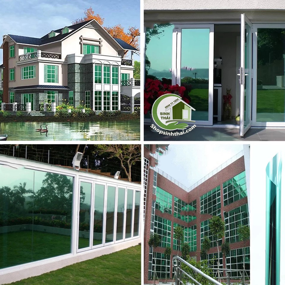 Giấy dán kính một chiều chống nhìn cho cửa màu xanh lá  - Giấy decal phản quang - có sẵn keo