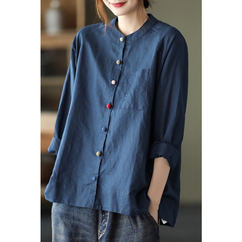 Áo sơ mi cotton lanh size lớn thời trang nữ