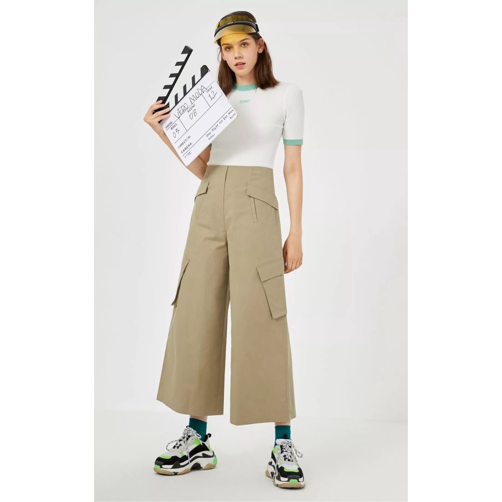 Vero Moda Quần Ống Rộng Lưng cao Túi Hộp Cho Nữ  320350005