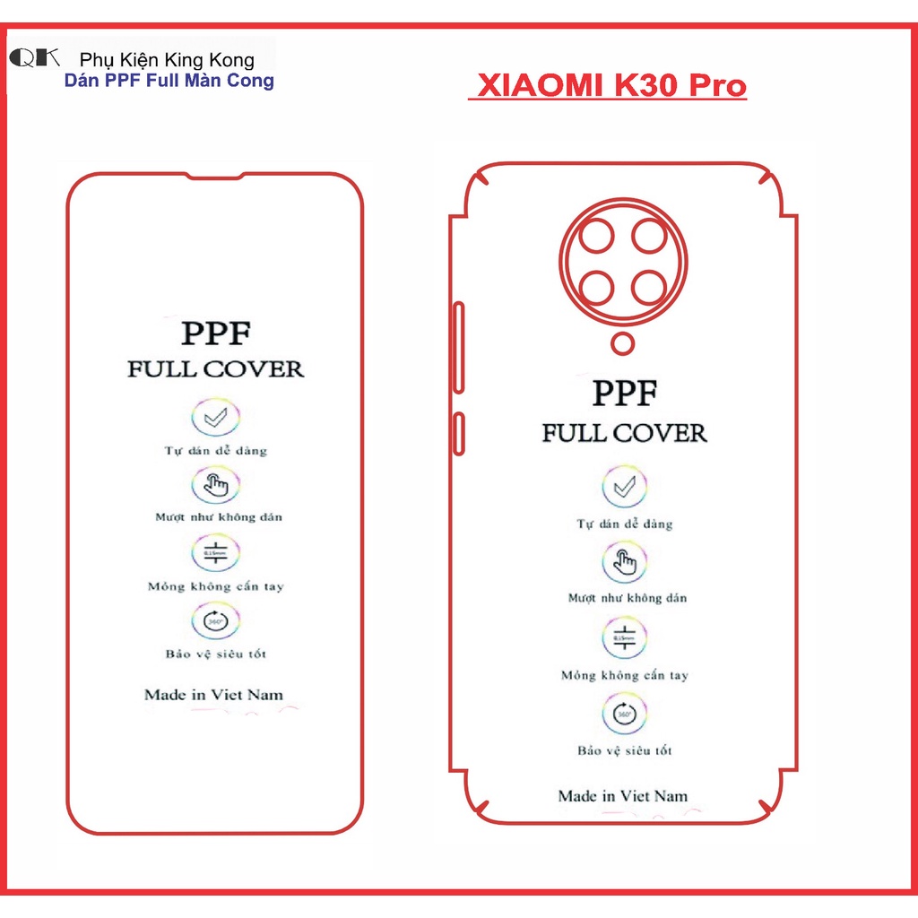 Dán Dẻo PPF Màn Hình Xiaomi Redmi K30/K30 5G / K30 Pro Bảo Vệ Màn Hình