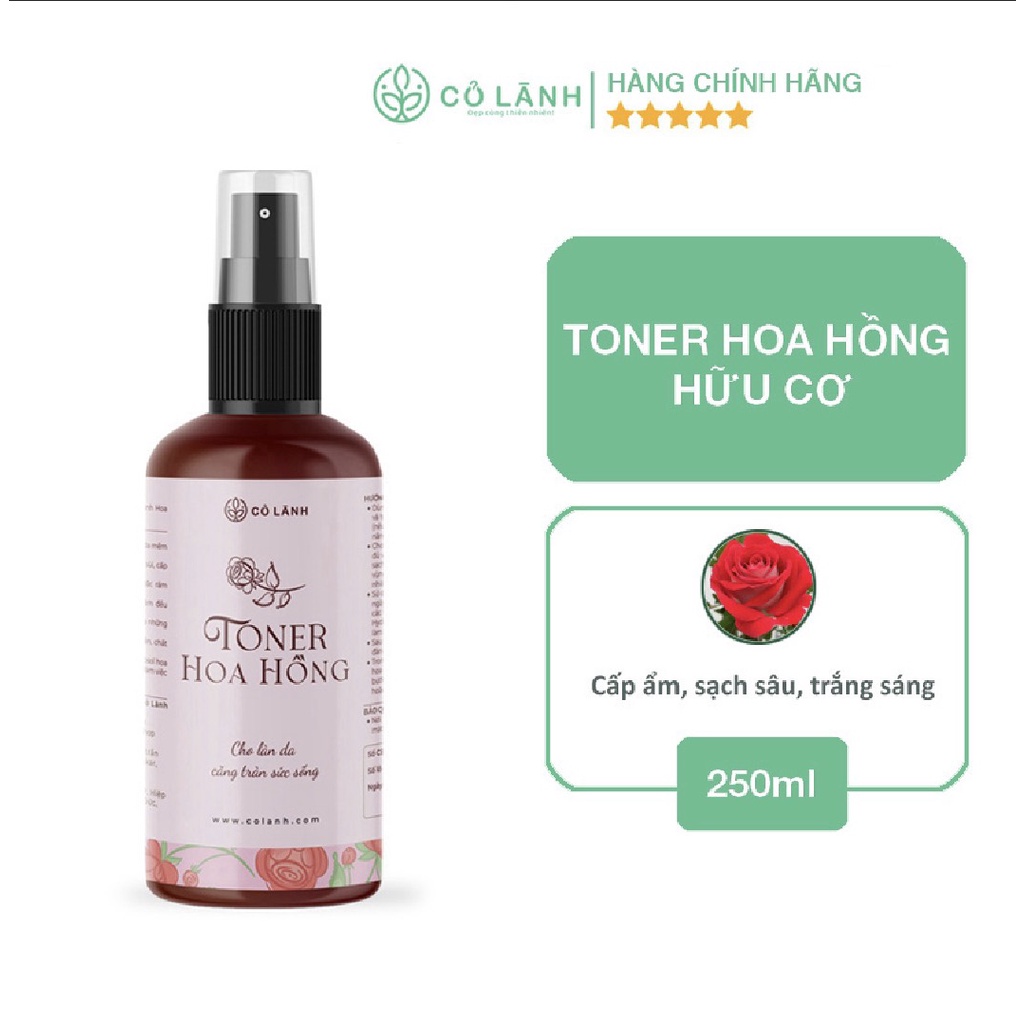 Toner Hoa hồng hữu cơ Cỏ Lành 250ML