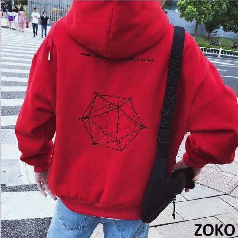 Áo Khoác Hoodie Chất Nỉ in Hình Khối Đa Diện Toán Học,Phối Màu Kiểu Dáng Vô Cùng Trẻ Trung