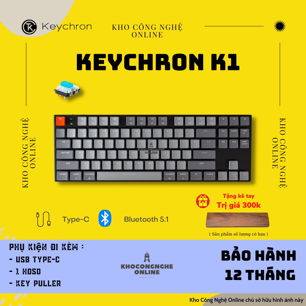 [Mã 151ELSALE hoàn 7% đơn 300K] Keychron K1 - Bàn phím cơ Keychron K1 (Version 4)